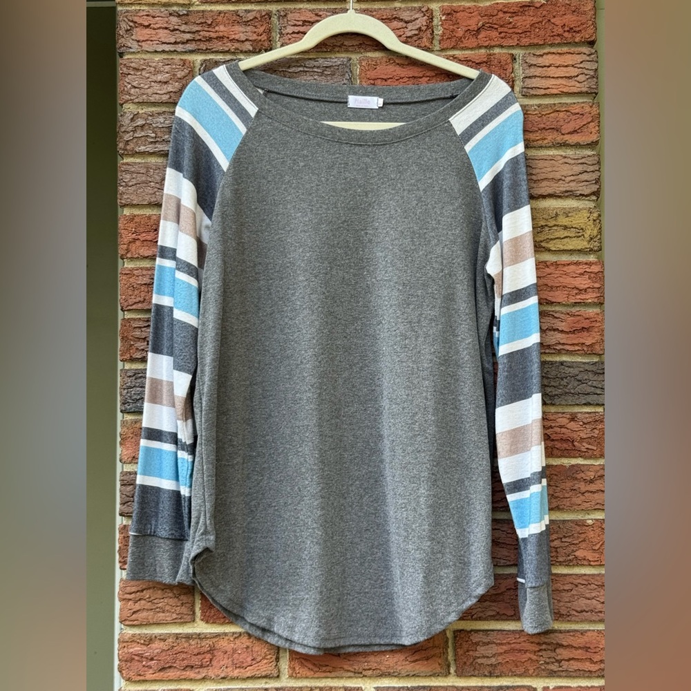 Gray Striped Women's Top